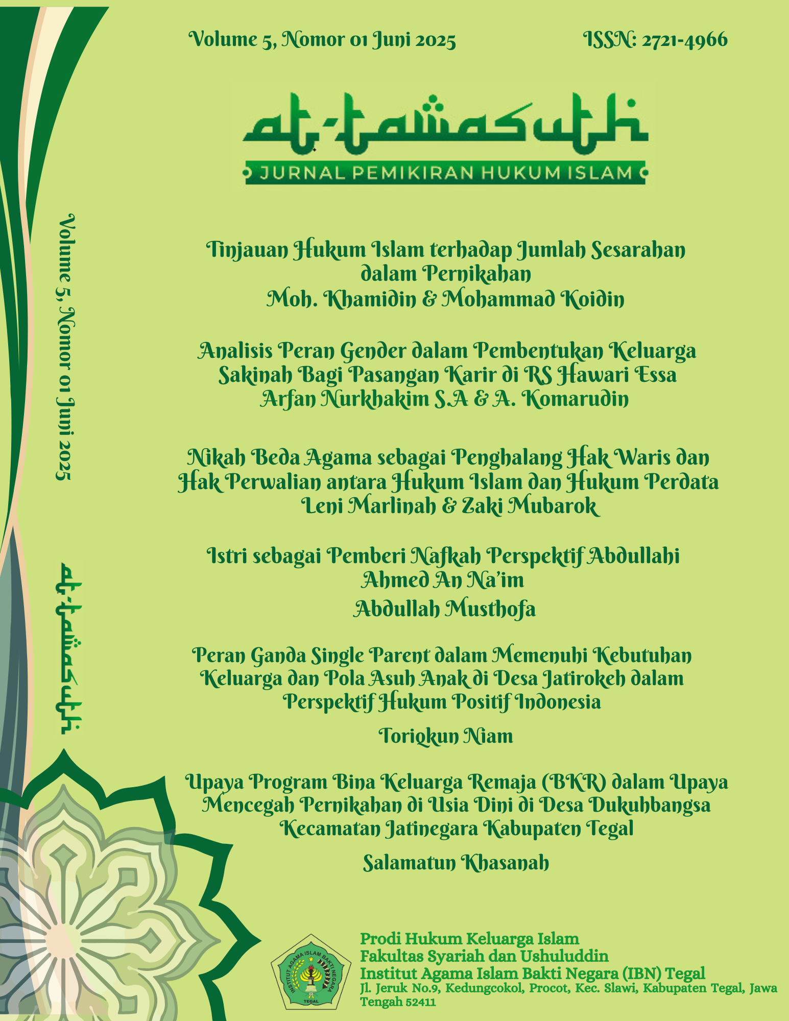 					View Vol. 5 No. 01 (2025): At-Tawasuth
				